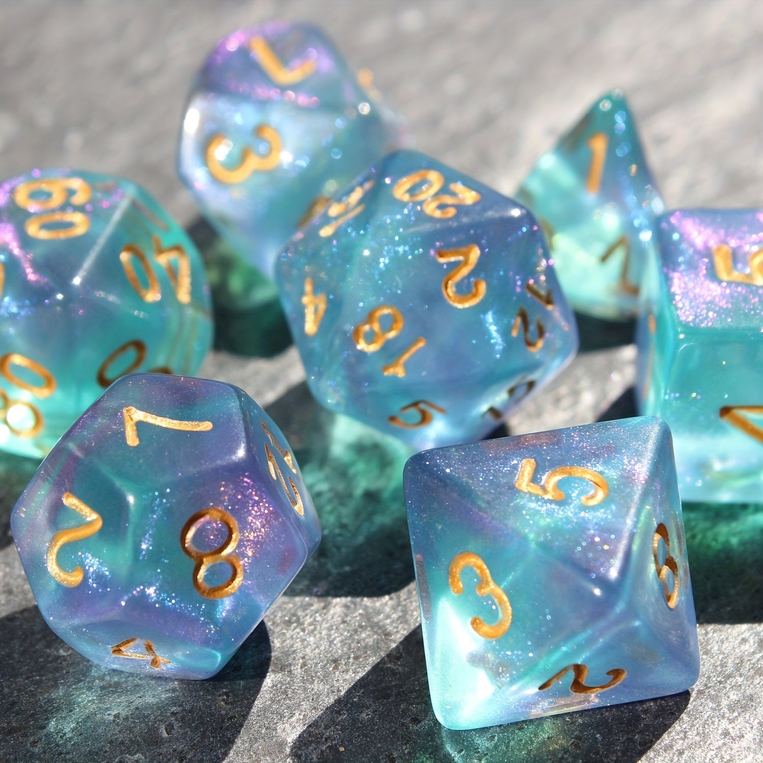 7pcs/Set Blue Starry Sky Dice Table Games RPG Dice Set For Party Halloween Christmas