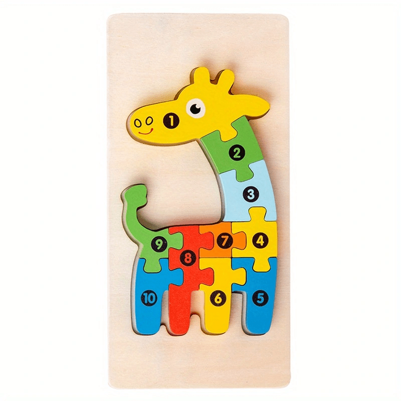 3D Children's Montessori Wooden Cartoon Animal Car Puzzle For Children's Dinosaur Education Puzzle 1 Piece - Perfect Gift For Boys And Girls