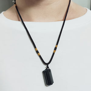 1PCS  Natural Black Tourmaline Necklace Tourmaline Amulet Pendant Pillar Pendant Crystal Healing Pendant Necklaces For Men