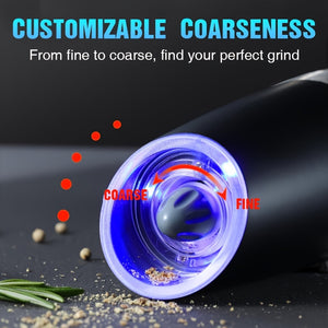 Electric Salt & Pepper Grinder Set with LED Lighting – Adjustable, One-Hand Operation, Modern Design, Ideal for Gifting (1/2pcs, AAA Battery