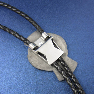 Metal Western Silver Celtic Ornamentn Black Leather Rope Necklace Poirot Tie US Local Shipping