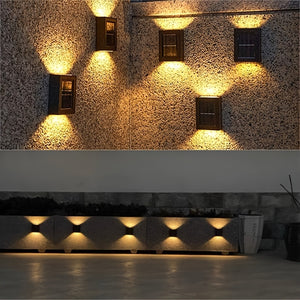 Solar-Powered LED Outdoor Wall Lights 1/4/8pcs - Waterproof, Sensor-Activated Up/Down Lighting, Polished Finish for Garden, Porch & Festive