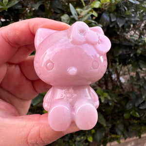 Hand Carved Pink Opal Hello Kitty Crystal Hello Kitty Crystal Figurine Crystal Gift Crystal Home Decor