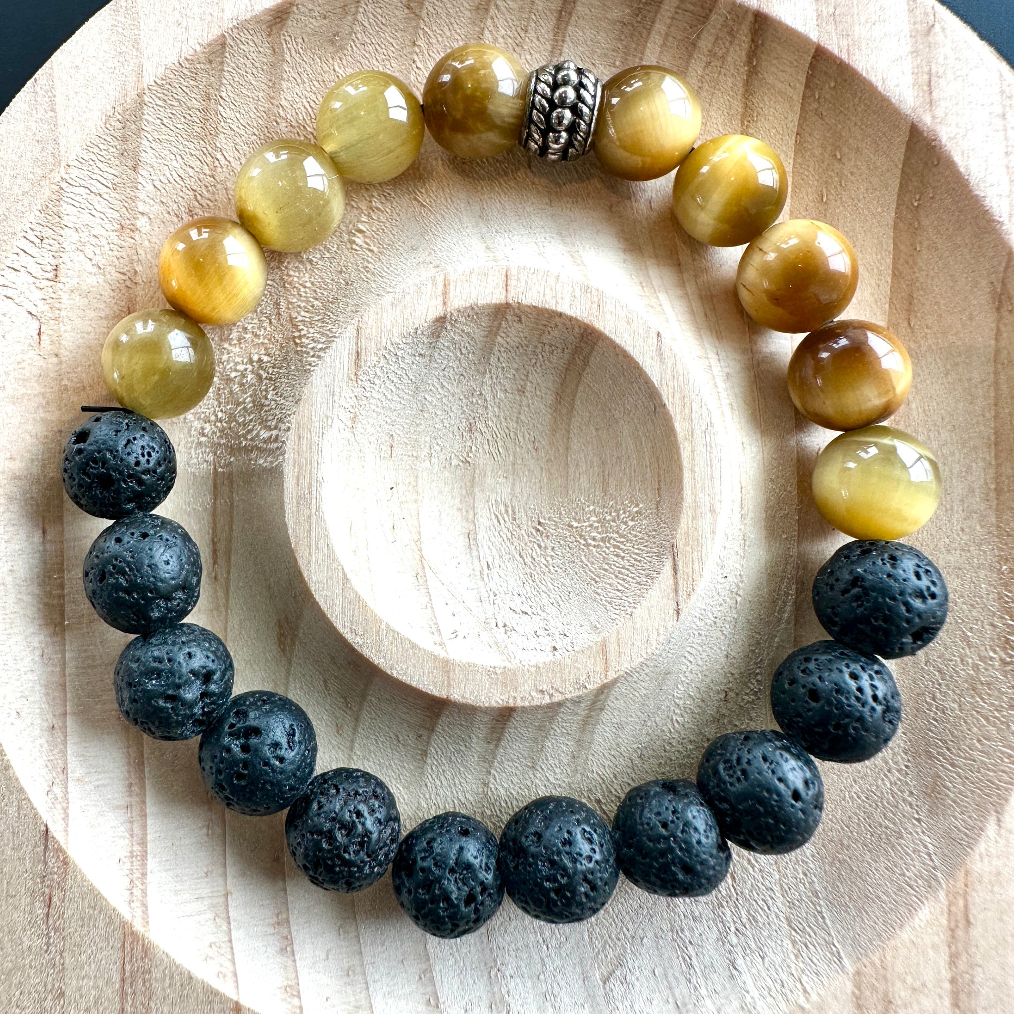 Hand Made Tigers eye with Lava Stone Bracelet Crystal Bracelet Healing Bracelets Crystal Gifts