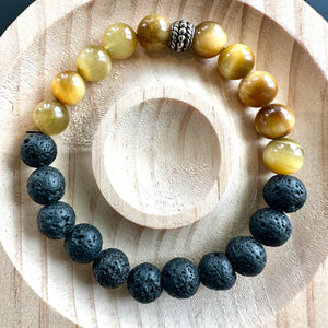 Hand Made Tigers eye with Lava Stone Bracelet Crystal Bracelet Healing Bracelets Crystal Gifts