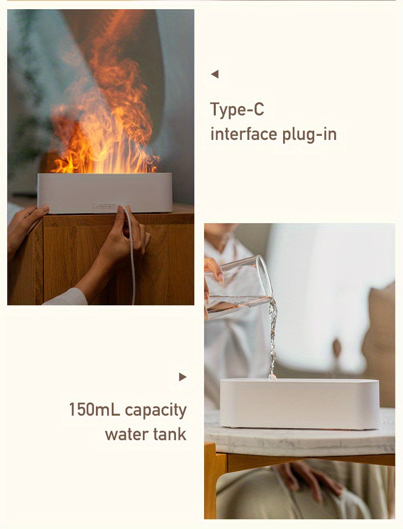 150ml Seven-Color Flame USB Aromatherapy Humidifier With Timing Function And Automatic Power-Off