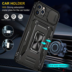 Military Grade Anti-drop Phone Case For IPhone 11 12 13 14 15 Pro Max 14 15 Plus Back Cover Case PC + TPU With Camera Protection Ring KickSt