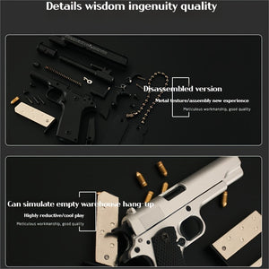 1911 Mini Pistol Toy Model Pendant, Removable Assembly Parts, Ultra-High Assembly Model [Handmade Alloy Process] One To One Restoration Of T