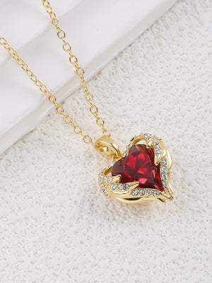 Angel Wings Wrapped Red Heart Zircon Pendant Mother's Day Valentine's Day Gift