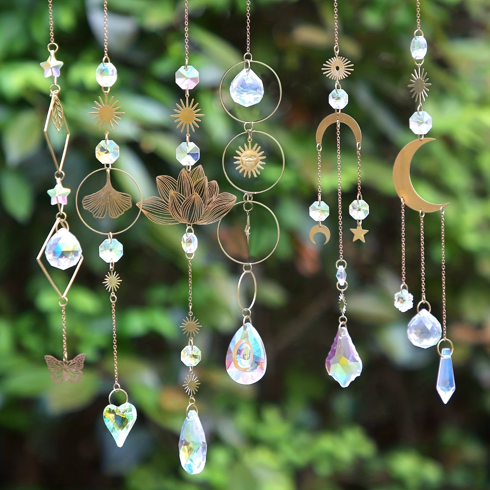 6pcs Colorful Crystals Suncatcher Hanging Sun Catcher With Chain Pendant Ornament Crystal Balls For Window Home Garden Christmas Day Party W