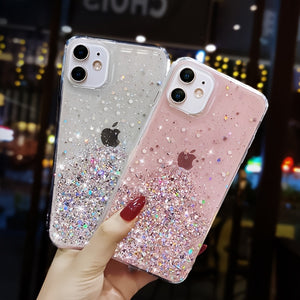 Luxury Design Glitter Bling Clear Soft Silicone Case Cover For IPhone 11 12 13 14 Pro Max X XS XR 7 8 Plus SE 6S MiNi