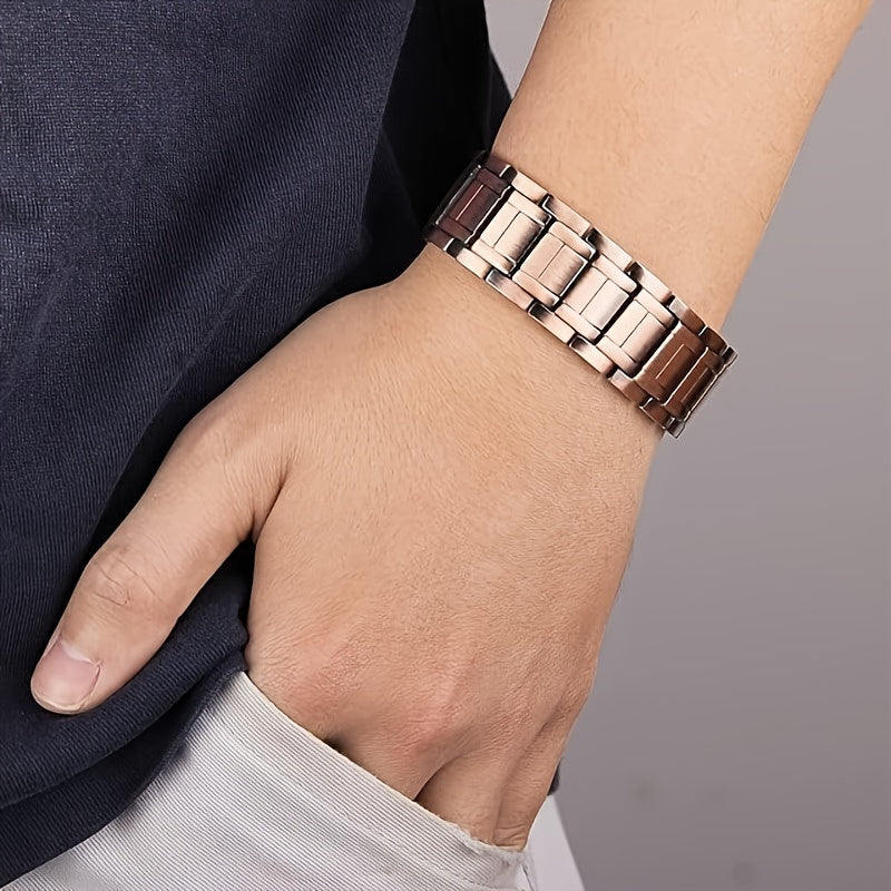 1pc Cool Magnetic Men's Red Copper Bracelet, Ideal choice for Gifts