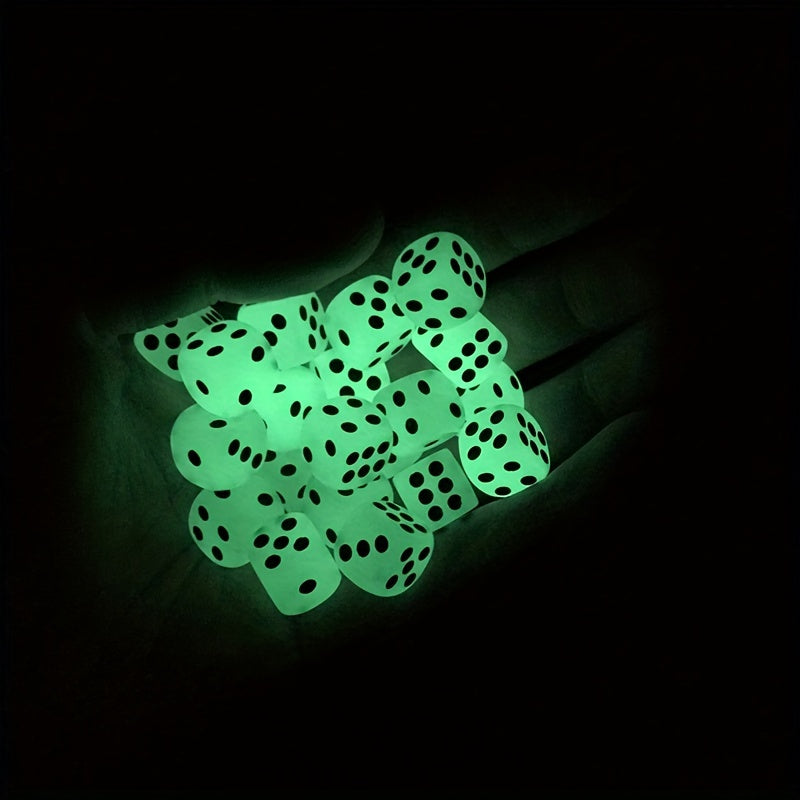 10pcs/set Glow in the Dark Dice Set - Perfect for Nightclubs, Bars, KTVs, and Entertainment - 14mm Rounded Black Dot Dice