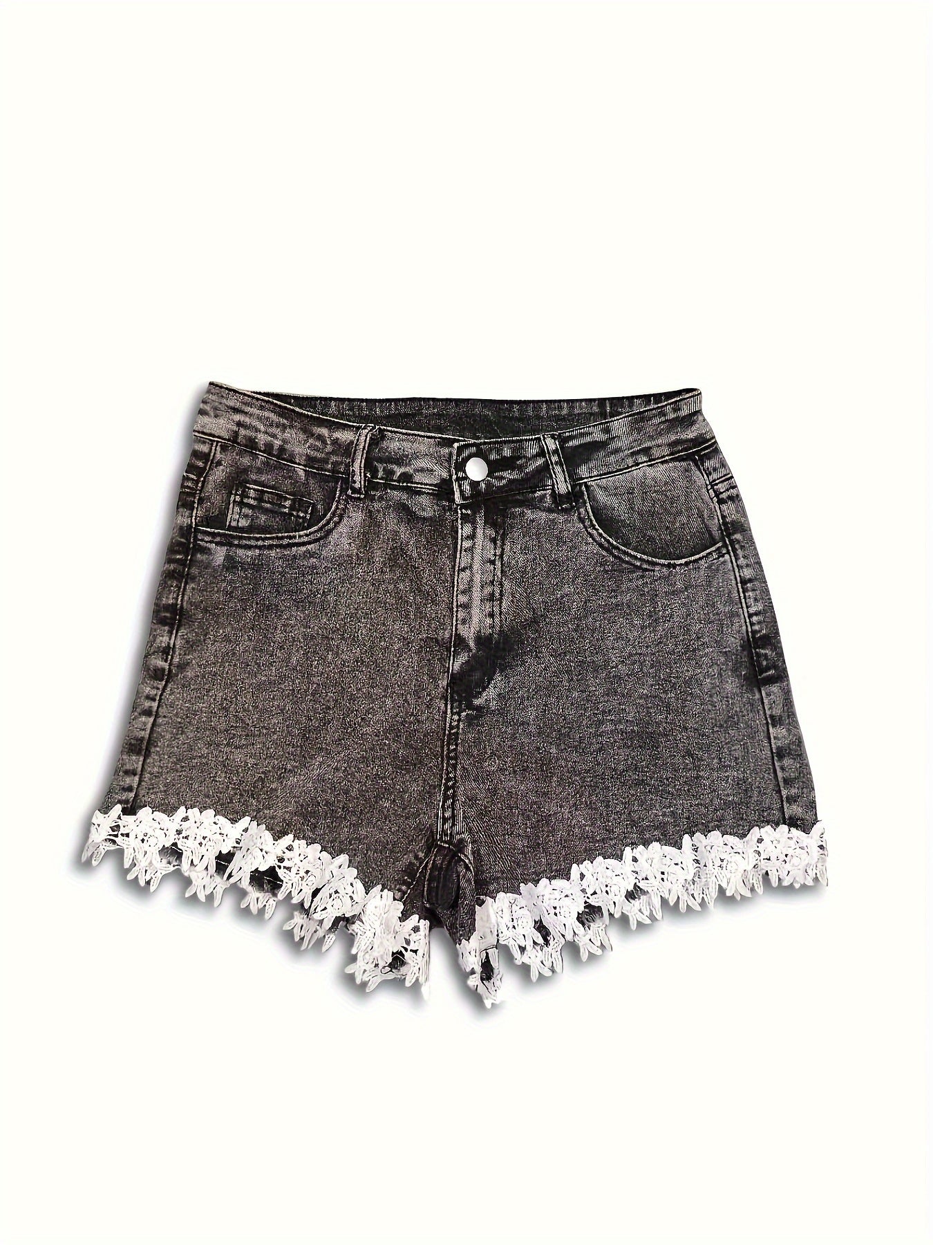 Chic Casual High-Stretch Denim Shorts for Women - Easy-Care, Solid Color with Pockets, Ideal for Spring/Summer