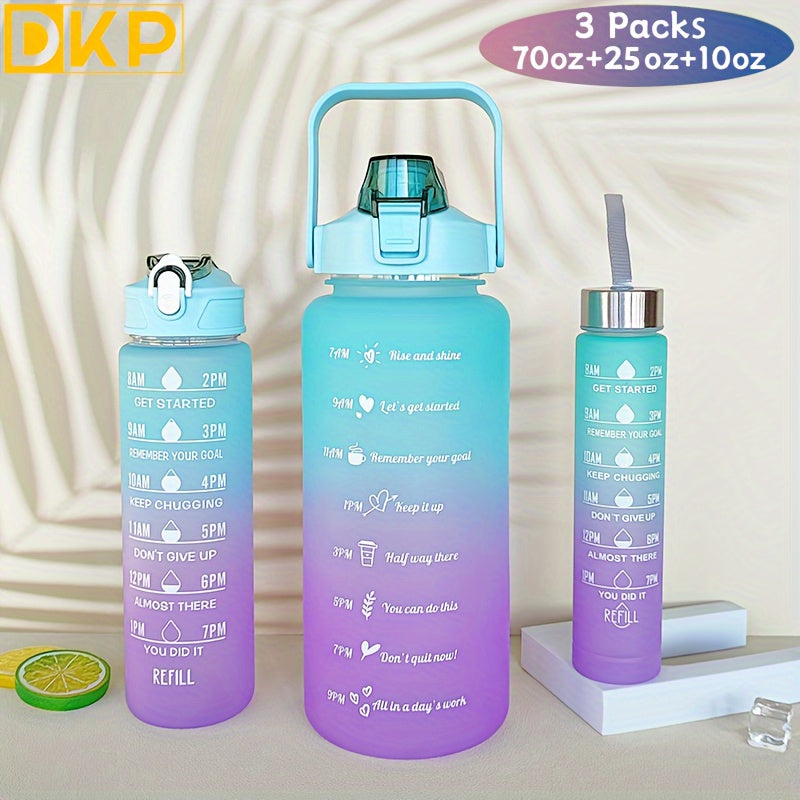 1pc/3pcs Stay Hydrated Anywhere: Portable Leakproof Water Bottle With Time Marker & Lanyard - Perfect For Adults & Families!