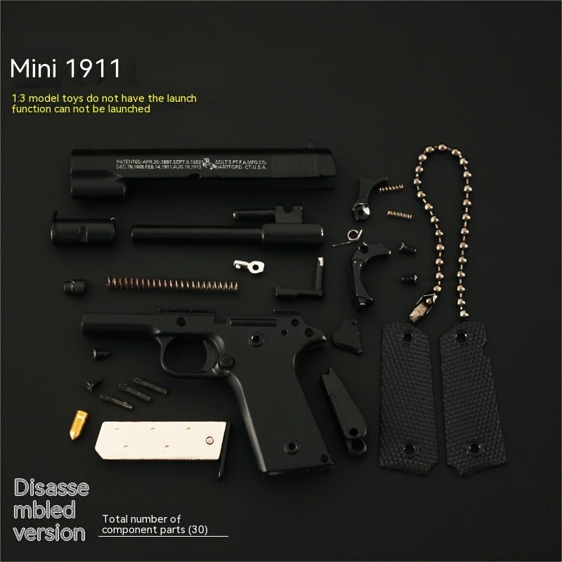 1911 Mini Pistol Toy Model Pendant, Removable Assembly Parts, Ultra-High Assembly Model [Handmade Alloy Process] One To One Restoration Of T