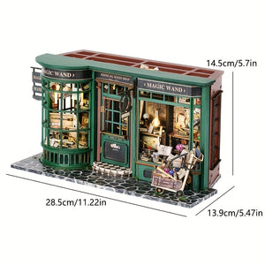 3D Puzzle DIY Doll Toy House Magic Shop Wooden Miniature Furniture Kit Building Model Mini Creative Room House With LED  Handmade Home Decor