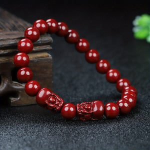 Natural Cinnabar Bracelet Cute Pixiu Bracelet Good Luck Bracelet