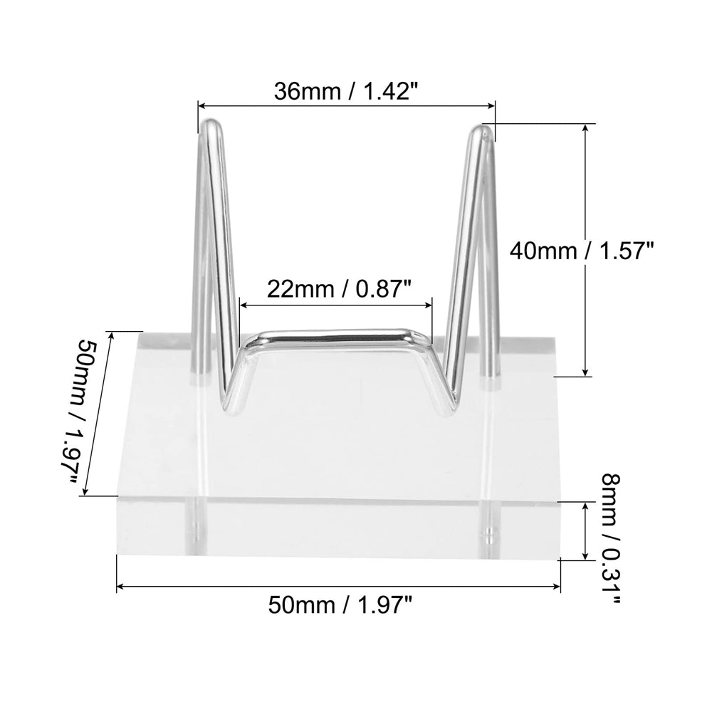 Acrylic Display Stands, 2 Pack Display Easel Holder Stainless Steel Arm Crystal Display Stand for Mineral Gemstone Style 1, Clear