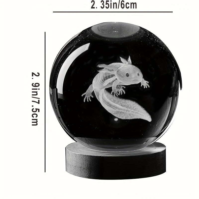 1pc 3D Axolotl Laser Engraved Crystal Ball Lamp, Multi-coloured Night Light, Send To Girlfriend Classmate Wife Children Creative Birthday Gi