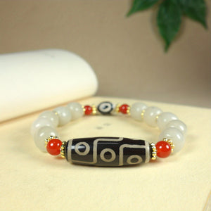 1pc Natural Jade Beaded Bracelet Sky Beads Inlaid Bracelet For Men And Women