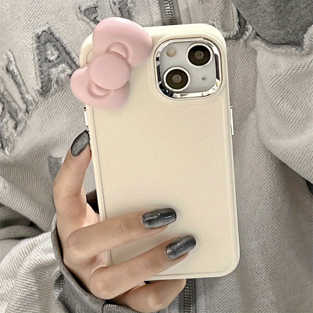 Cute 3D Bowknot Soft Silicone Phone Case For IPhone 14 13 12 11 Pro Max X XR Soild Color Shockproof Cover Funda