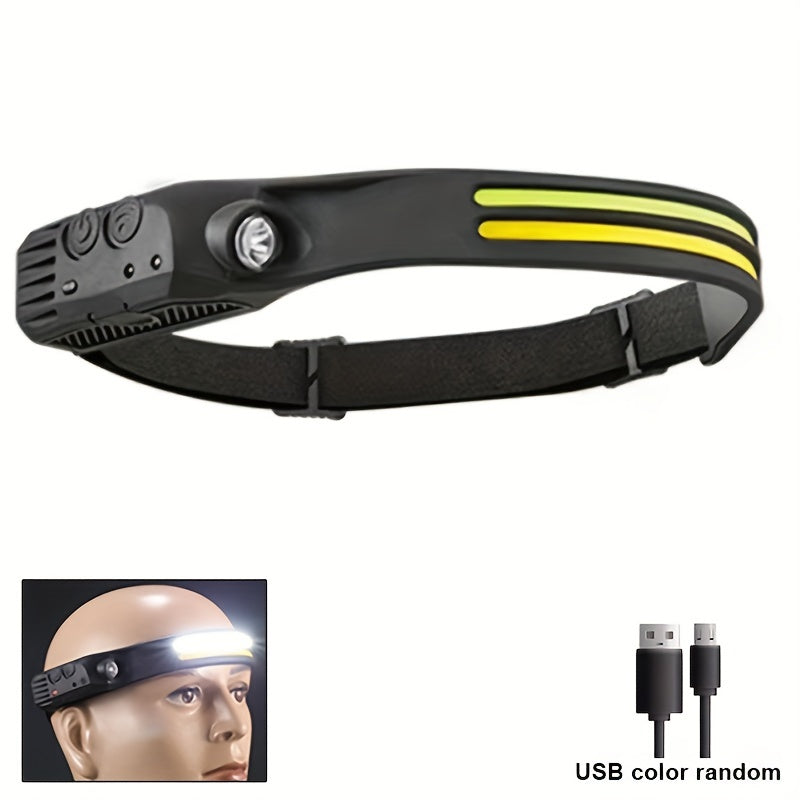 2/5pcs Led Sensor Headlamps, USB Rechargeable 18650 Built-in Battery Powerful Headlight For Outdoor Camping Fishing