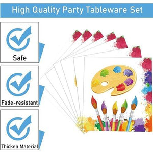 Art Painting Paper Plates Serves 20 Guests Baby Showers Party Supplies 92PCS Set US Local Shipping