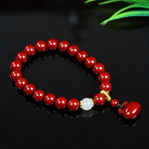 Natural Raw Ore Cinnabar Bracelet Ethnic Wind Bracelet Men And Women Bracelet Good Luck Bracelet