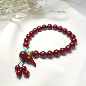 1pc Cinnabar Red Beaded Bracelet Gourd Pendant Good Luck Bracelet Attract Wealth Health Best Gift For Men And Women