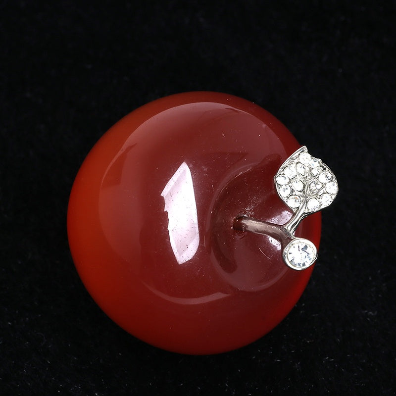 Natural Crystal&Gemstone Apple Figurine Paperweight Craft Decoration AVG.1.77inches (Red)