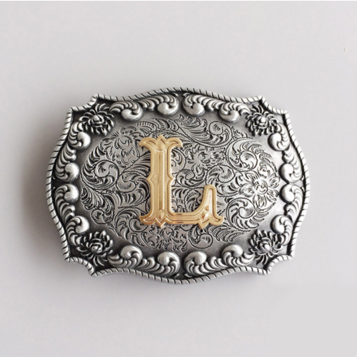 Western Men‘s Zinc alloy Leather Belt Buckle Cowboy Letter L shape Pattern US Local Shipping