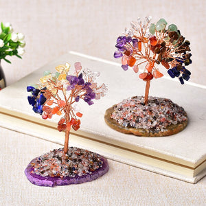 Natural Crystal Tree Amethyst Lucky Tree Handmade Gemstone Decoration Agate Slices Stone Mineral Ornaments Office Decor Gift