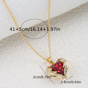 Angel Wings Wrapped Red Heart Zircon Pendant Mother's Day Valentine's Day Gift