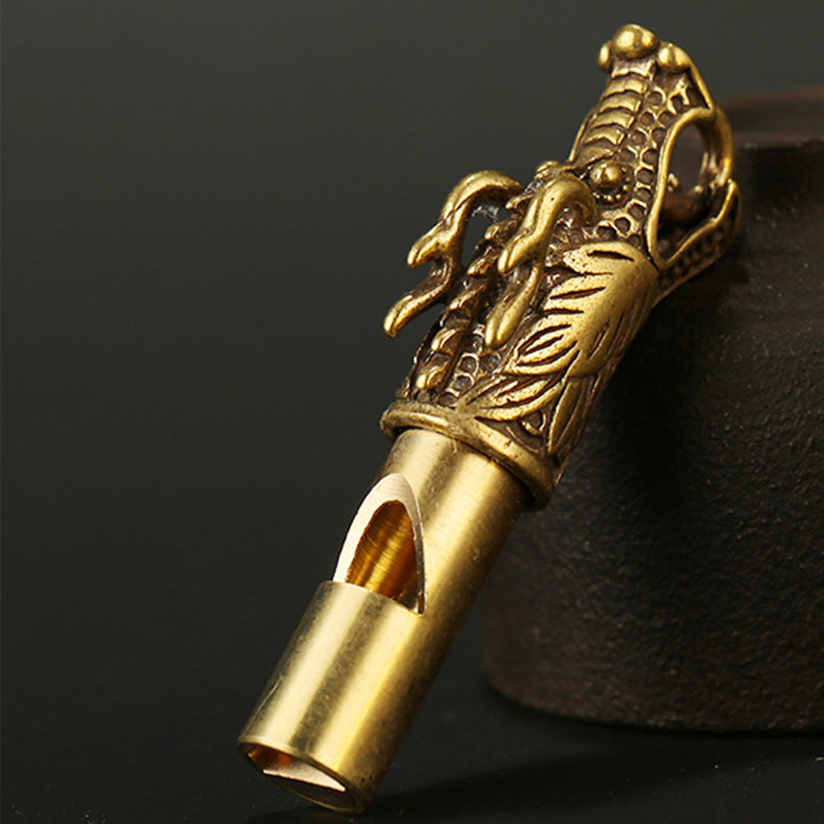 Loud and Durable Solid Brass Dragon Head Emergency Whistle for Survival