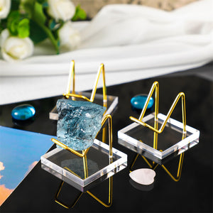 4 Pcs Acrylic Display Stand with Metal Arms Display Pedestal with Acrylic Base Decorative Easel Stand Mineral Crystal Display Stand Rock Stands for Display Gemstone Decor Collectibles