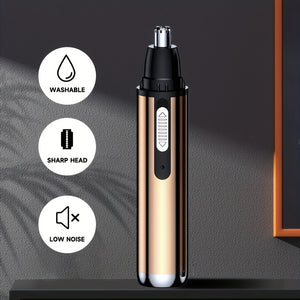 Rechargeable Multi-Use Hair Trimmer - Waterproof, Quiet, USB-Charged Ear, Nose & Eyebrow Grooming for Men & Women