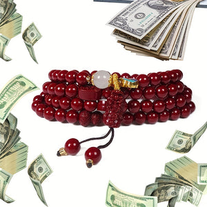 1pc Trendy Classic Multi Circle Cinnabar Round Beads Bracelet With Lucky Beast Pixiu For Wealth And Warding Off Evil For Men For Daily Decor