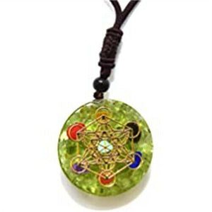 Merkaba Orgone Necklace Peridot Chakra Healing Crystals Pendant