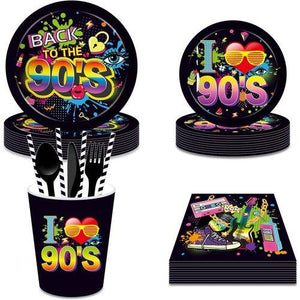 90s Birthday Paper Plates Party Skating Post Tape Audio Hip Hop Party 68PCS Set US Local Shipping