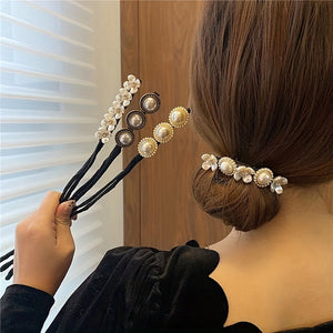 Women's Faux Pearl Hair Pin Device Insert Head Pin Female Braid Hair Back Head Hair Clip Y2K