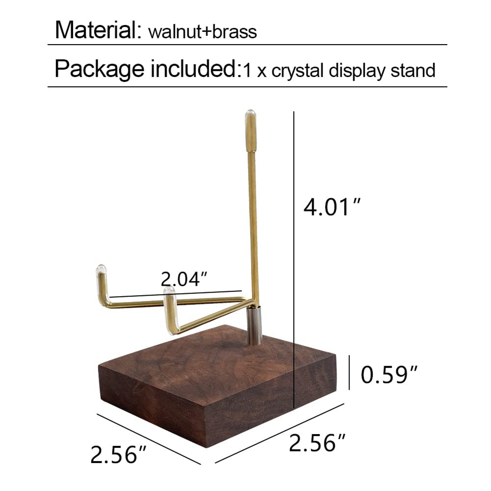 A.B Crew Adjustable Brass Crystal Display Stand with Wooden Base Rock Display Holder Mineral Display Easel Metal Display Frame for Geodes Fossils Stones Spheres Agate