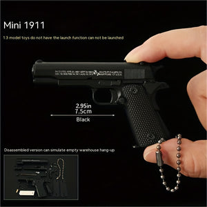 1911 Mini Pistol Toy Model Pendant, Removable Assembly Parts, Ultra-High Assembly Model [Handmade Alloy Process] One To One Restoration Of T