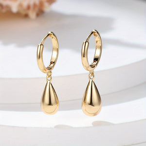 Droplet Pendant Golden / Silvery Dangle Earrings Elegant Luxury Style Copper 18K Gold Plated Jewelry Daily Casual