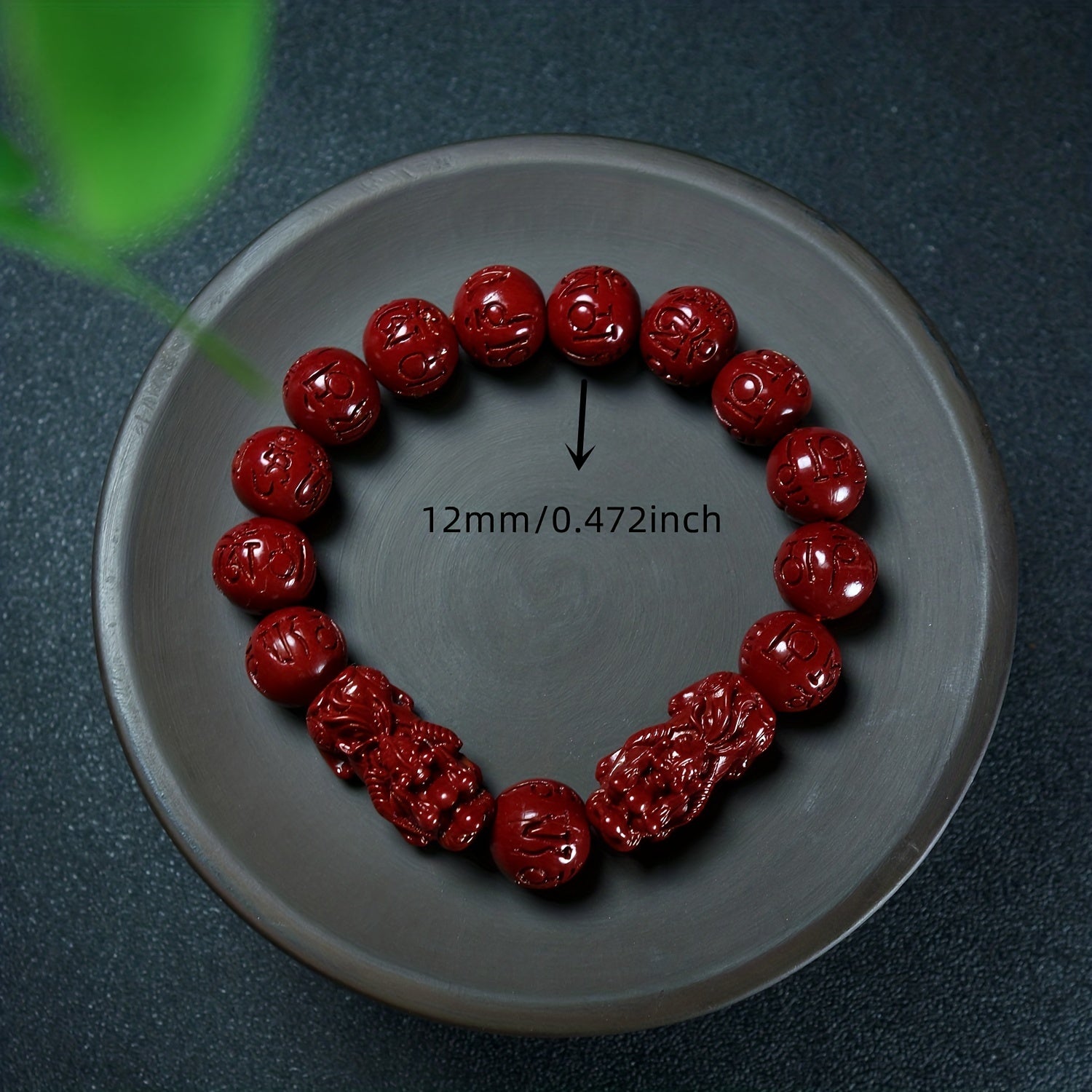 1pc Natural Emperor Purple Cinnabar Bracelet Six-character Mantra Exorcising Evil And Attracting Wealth Good Luck Pendant Auspicious Beast B