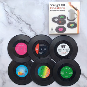 6pcs, Coasters, Vinyl Record Coasters, Creative Retro Classic Nostalgic American Rock CD Non-slip Insulation Pads, Heat Insulation Table Mat