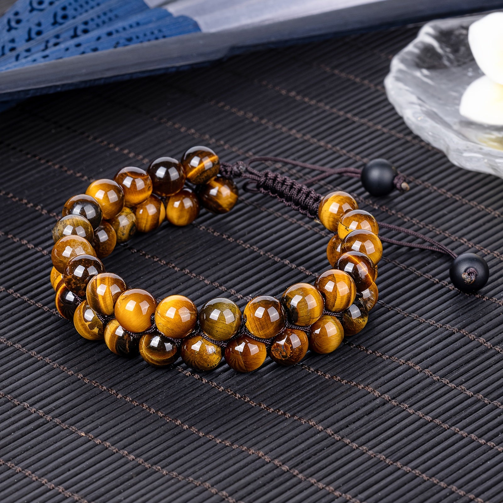 Healing Crystals Tigers Eye Black Obsidian Hematite 8mm Stone Beads Good Luck Triple Protection Bracelet For Men Women