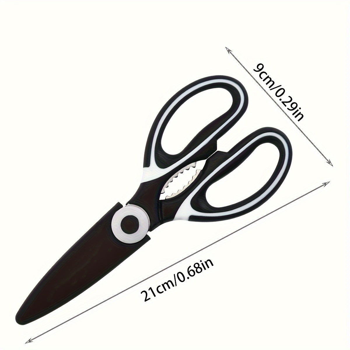 Heavy-Duty Stainless Steel Kitchen Scissors - Dual-Use Cutter for Meat, Poultry, Pizza & Salad Preparation, Ergonomic & Unpowered for Home a