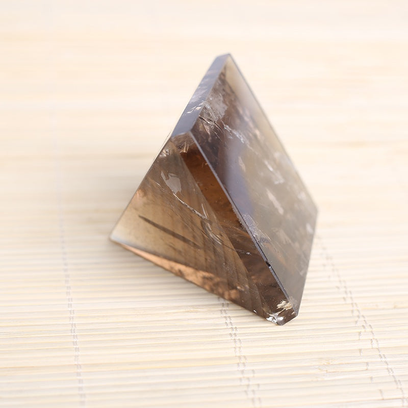 Natural Rock Smoky Quartz Crystal Healing Pyramid