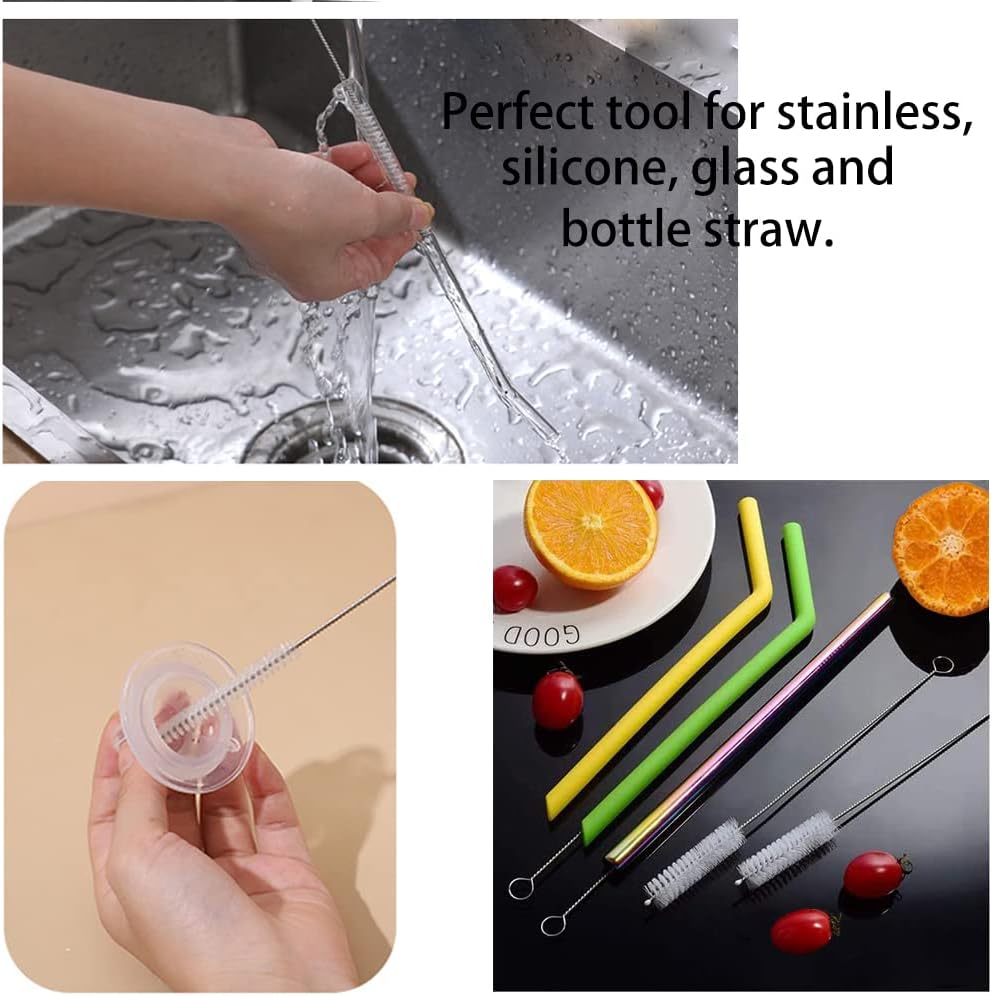 10 Pcs 6.8 inch Brush， Drinking Straw Cleaner Brush Kit, Nylon Pipe Tube Brush with Hook for Narrow Neck Bottles, Tumbler, Sippy Cup and Tube